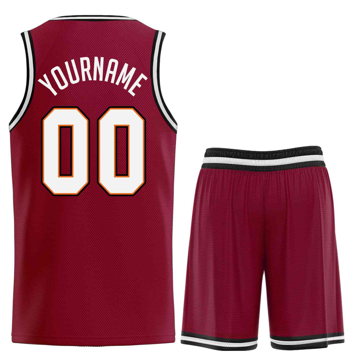 Custom Maroon White-Orange Classic Sets Sports Uniform Basketball Jersey