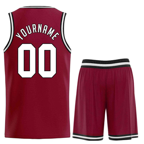 Custom Maroon White-Black Classic Sets Sports Uniform Basketball Jersey