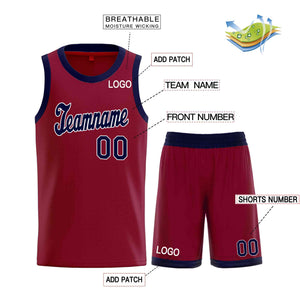 Custom Maroon Navy-White Classic Sets Sports Uniform Basketball Jersey