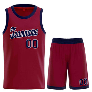 Custom Maroon Navy-White Classic Sets Sports Uniform Basketball Jersey