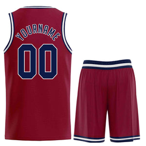 Custom Maroon Navy-White Classic Sets Sports Uniform Basketball Jersey