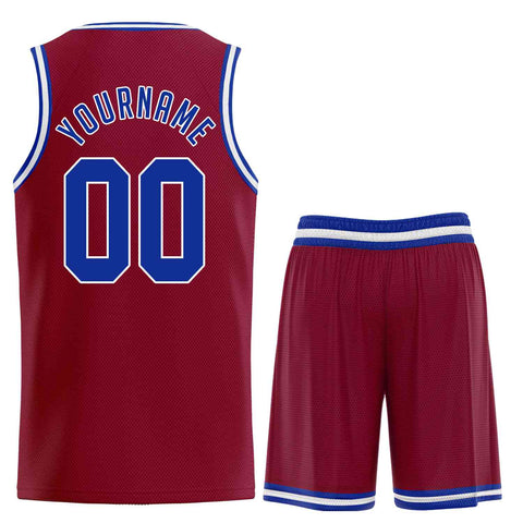 Custom Maroon Royal-White Classic Sets Sports Uniform Basketball Jersey