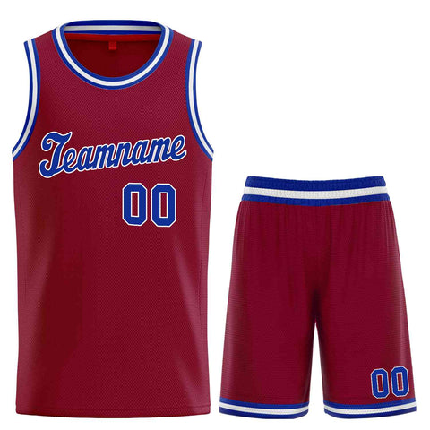Custom Maroon Royal-White Classic Sets Sports Uniform Basketball Jersey