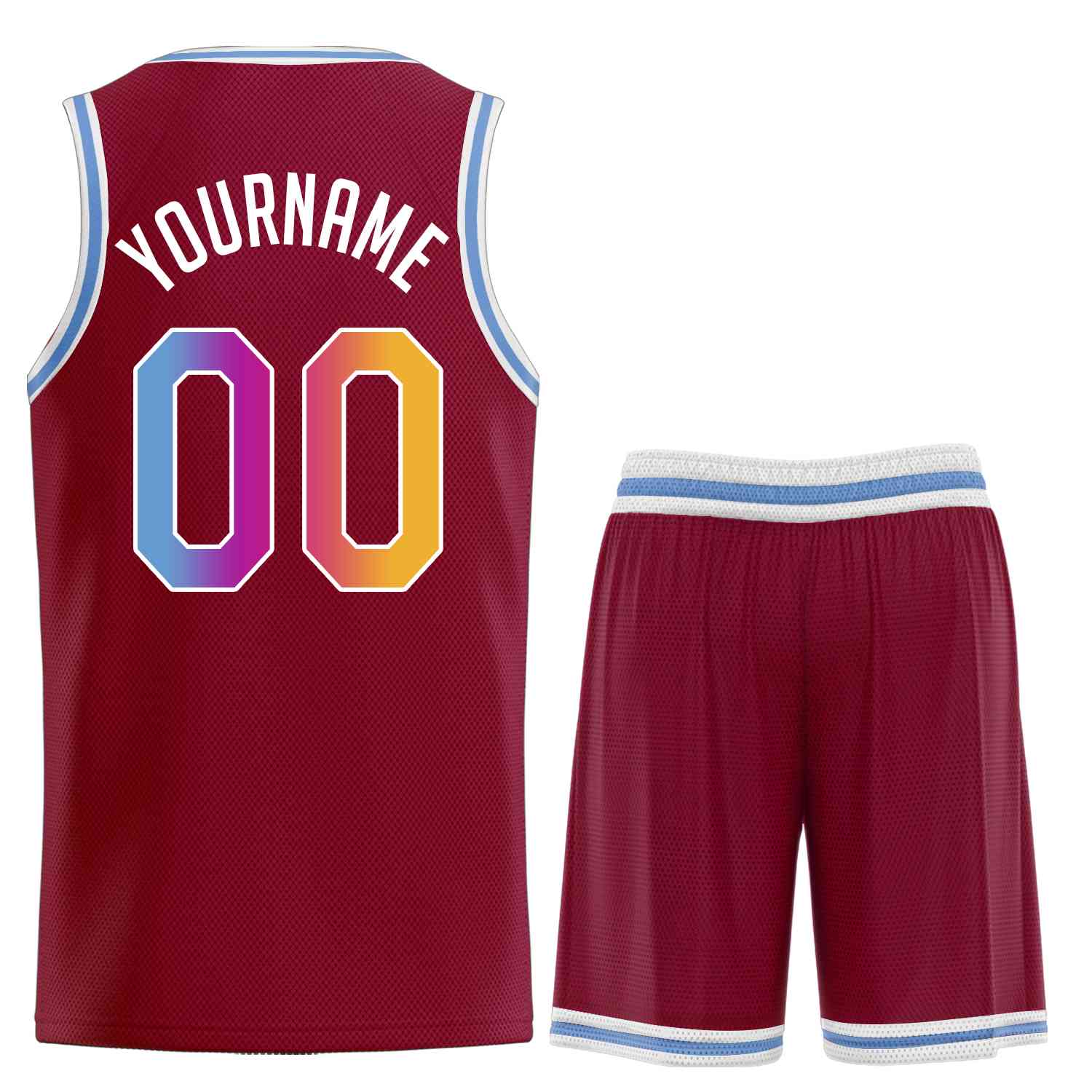 Custom Maroon Powder Blue-White Classic Sets Sports Uniform Basketball Jersey