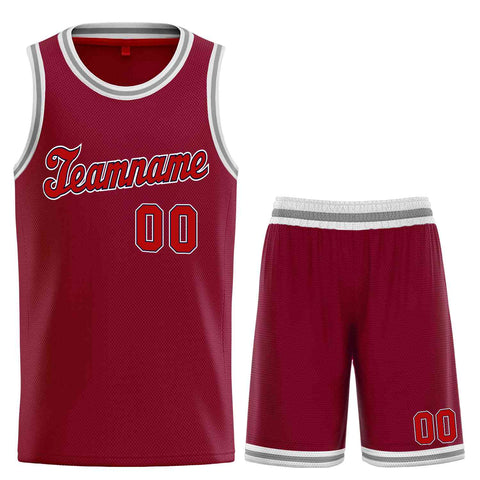 Custom Maroon Black Classic Sets Sports Uniform Basketball Jersey
