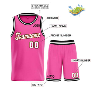 Custom Pink White-Orange Classic Sets Sports Uniform Basketball Jersey