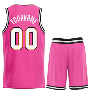 Custom Pink White-Orange Classic Sets Sports Uniform Basketball Jersey
