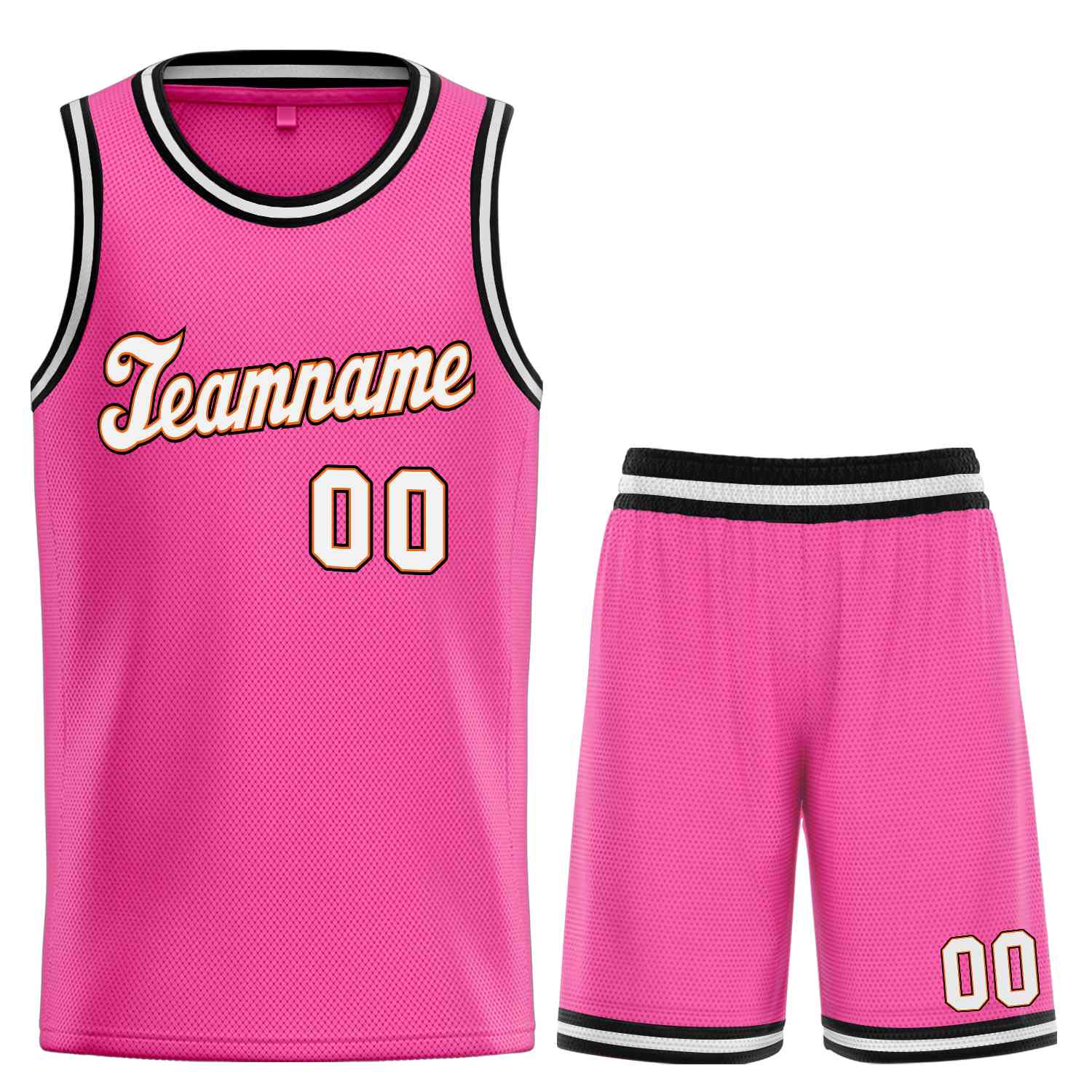 Custom Pink White-Orange Classic Sets Sports Uniform Basketball Jersey