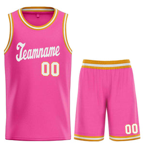 Custom Pink WhiteClassic Sets Sports Uniform Basketball Jersey