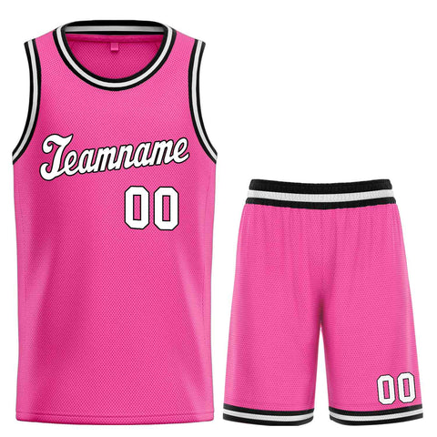 Custom Pink White-Black Classic Sets Sports Uniform Basketball Jersey