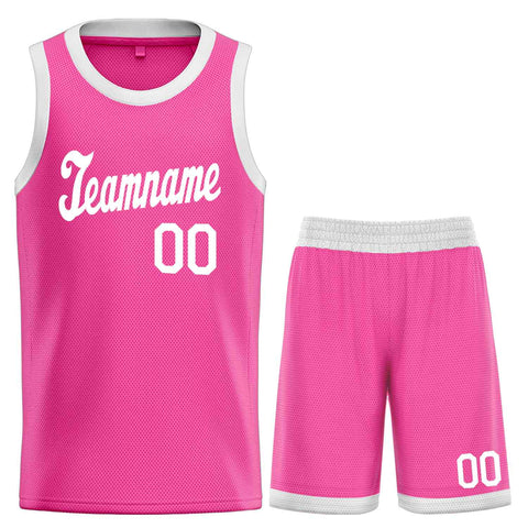 Custom Pink White Classic Sets Sports Uniform Basketball Jersey