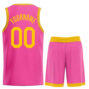 Custom Pink Yellow Classic Sets Sports Uniform Basketball Jersey