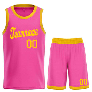 Custom Pink Yellow Classic Sets Sports Uniform Basketball Jersey