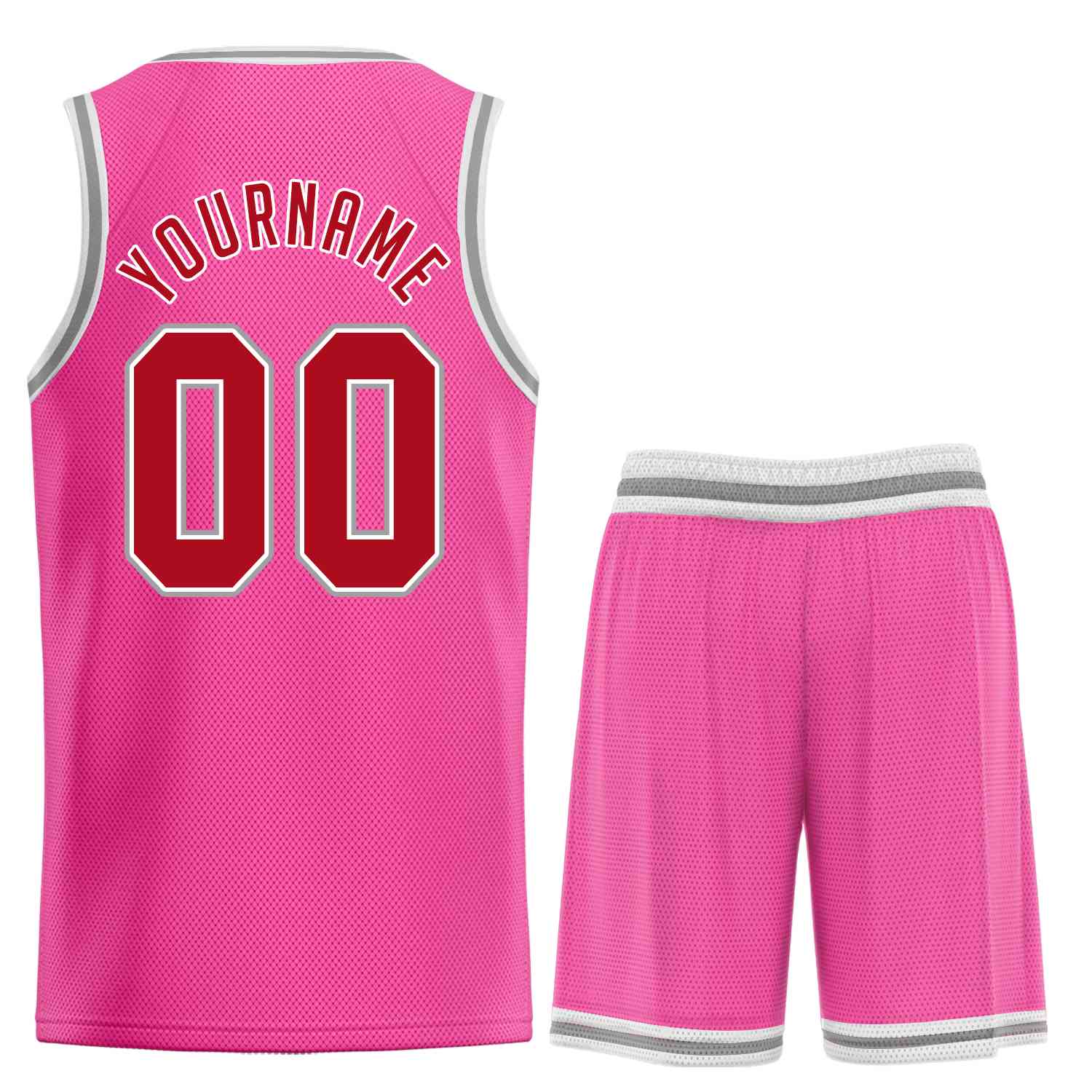 Custom Pink Red-Gray Classic Sets Sports Uniform Basketball Jersey