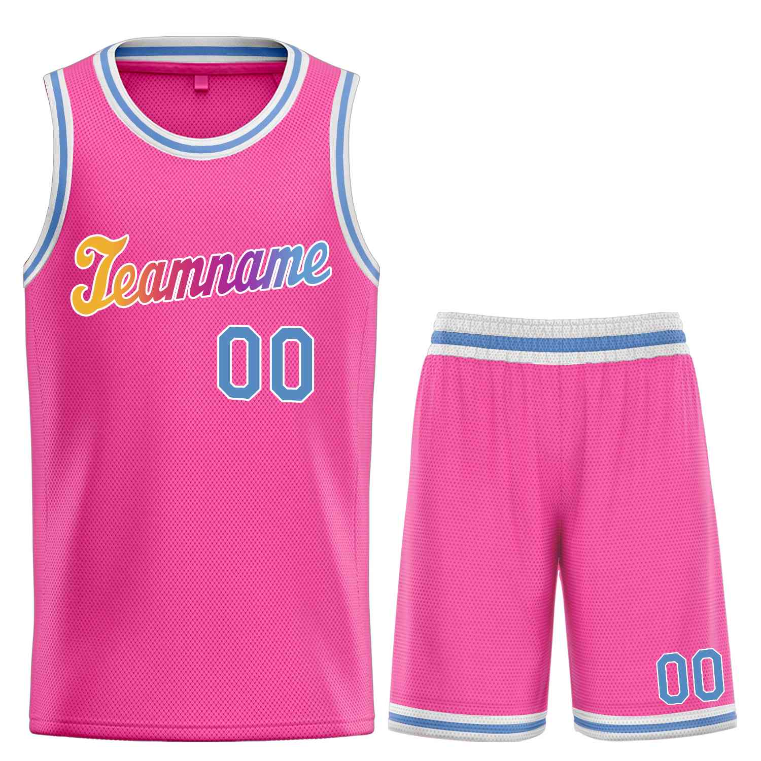 Ensemble classique bleu-blanc poudre rose personnalisé, uniforme de sport, maillot de basket-ball