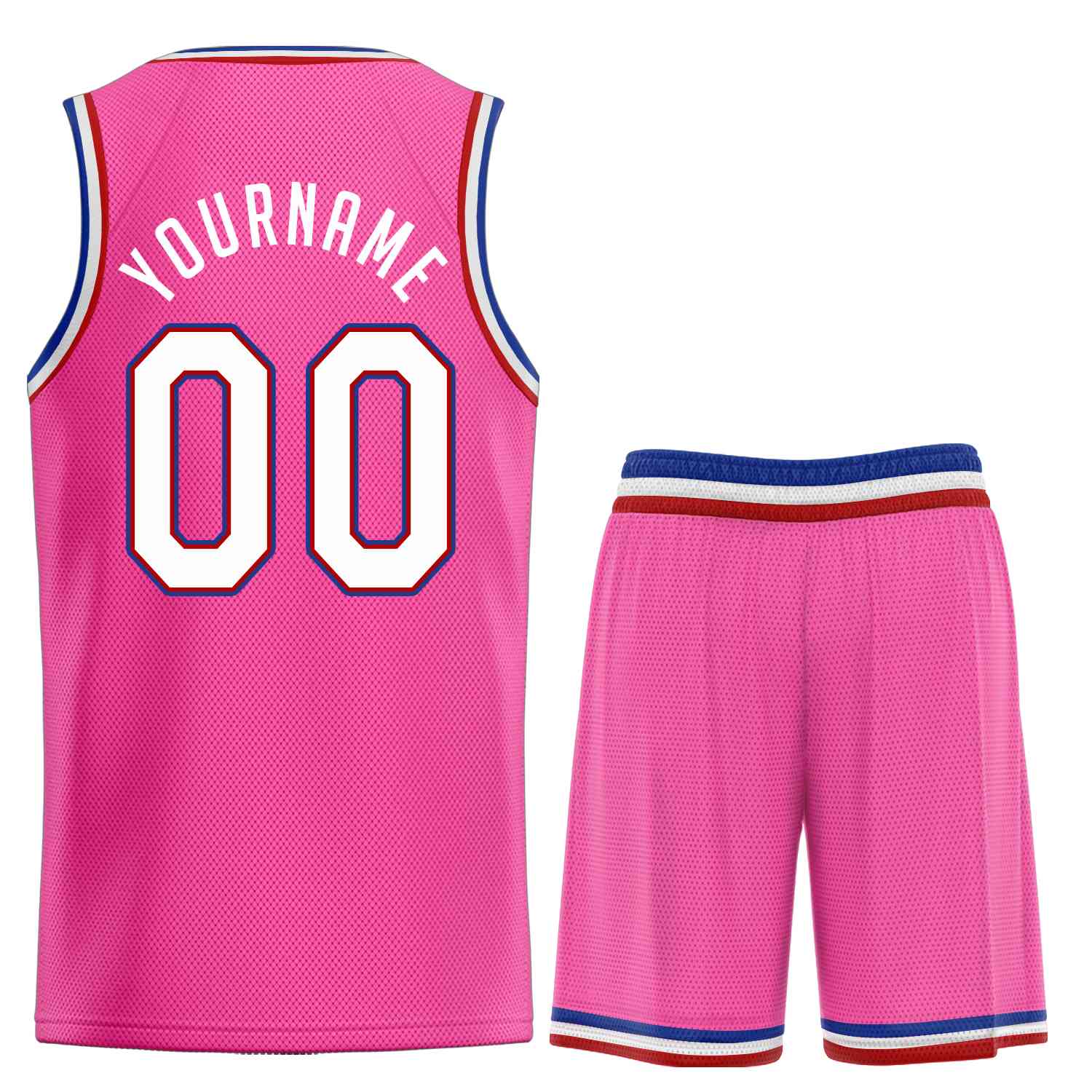 Custom Pink White-Red Classic Sets Sports Uniform Basketball Jersey