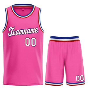 Custom Pink White-Red Classic Sets Sports Uniform Basketball Jersey