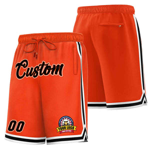 Custom Orange Black-White Classic Style Basketball Mesh Shorts