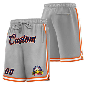 Custom Gray Navy-White Classic Style Basketball Mesh Shorts