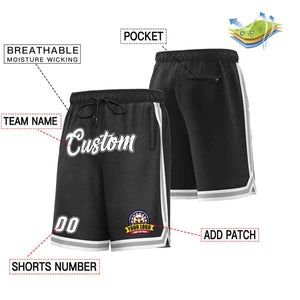 Custom Black White-Gray Classic Style Basketball Mesh Shorts