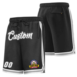 Custom Black White-Gray Classic Style Basketball Mesh Shorts