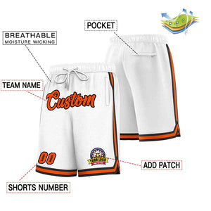 Custom White Orange-Black Classic Style Basketball Mesh Shorts