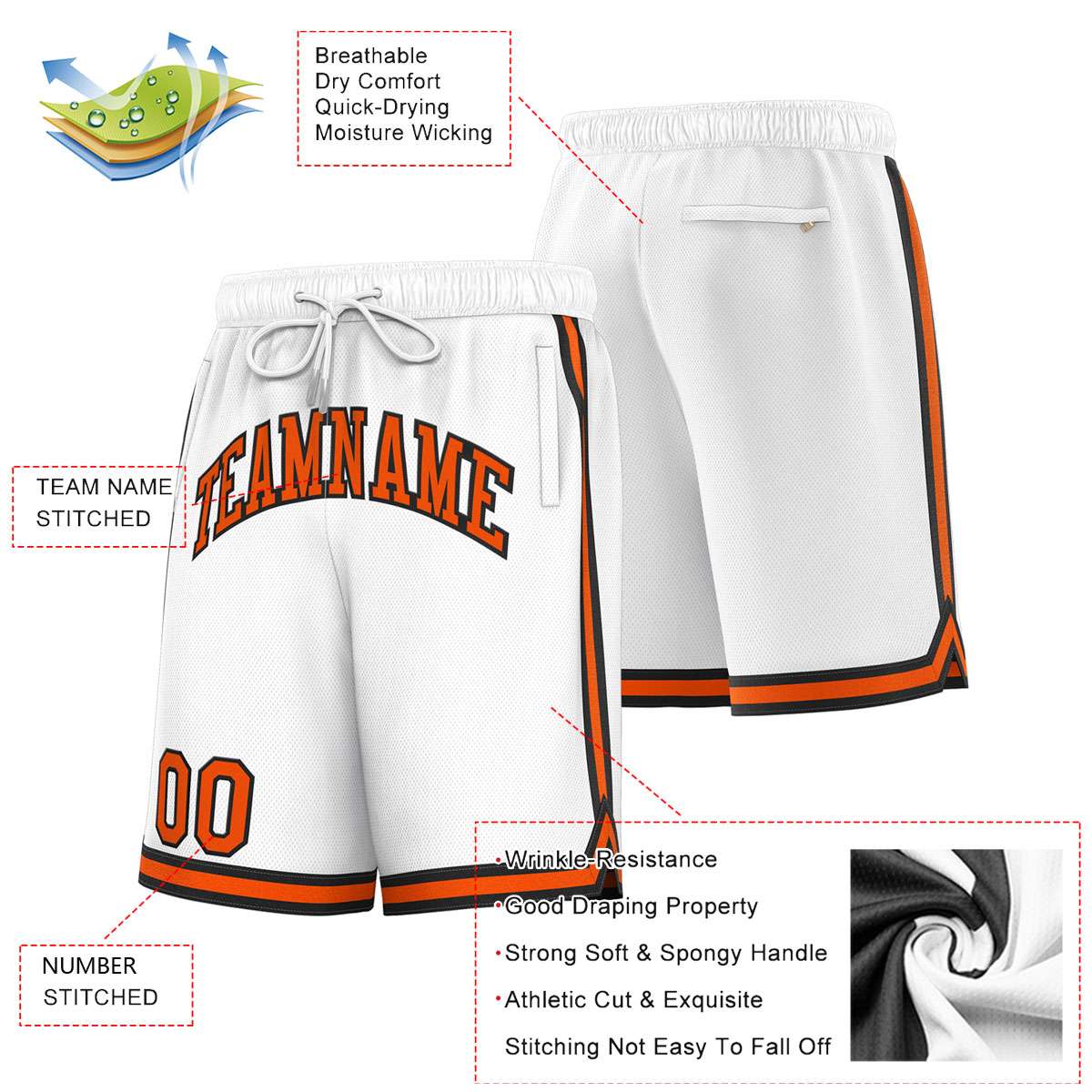 Black And Orange Basketball Shorts 