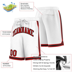 Custom White Red-Black Sport Basketball Shorts