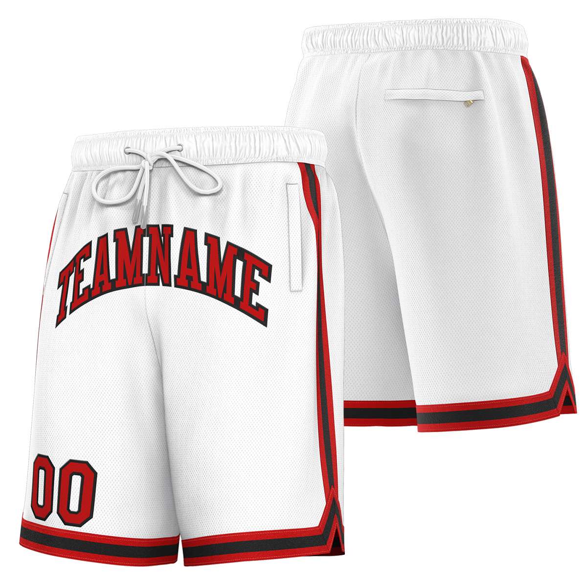 Custom White Red-Black Sport Basketball Shorts