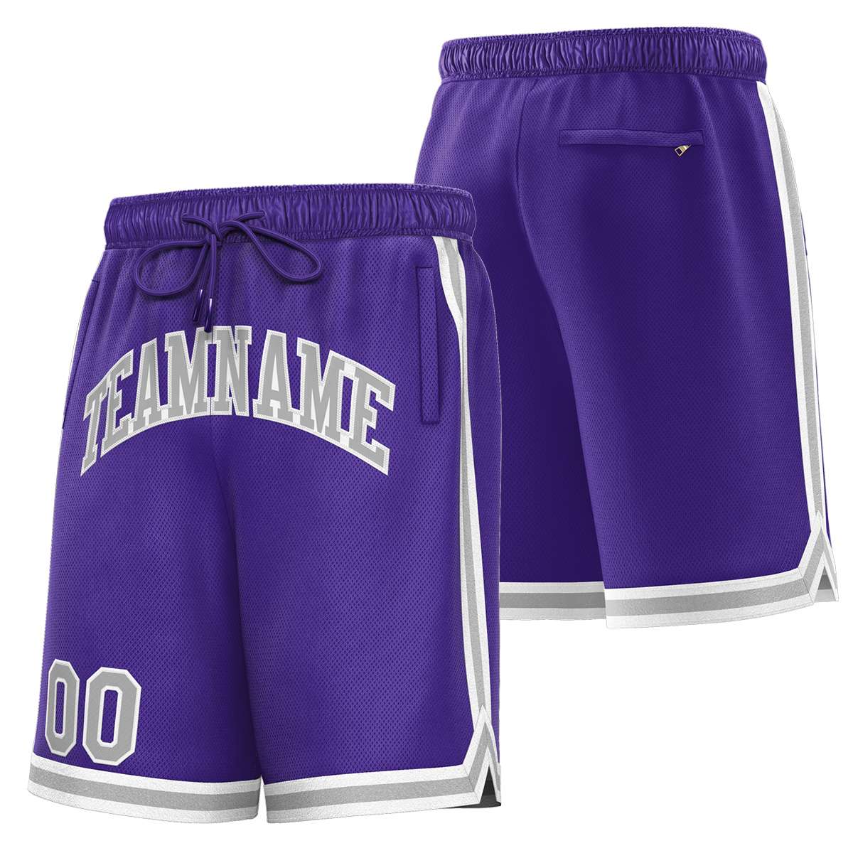 Short de basket-ball sport gris violet personnalisé