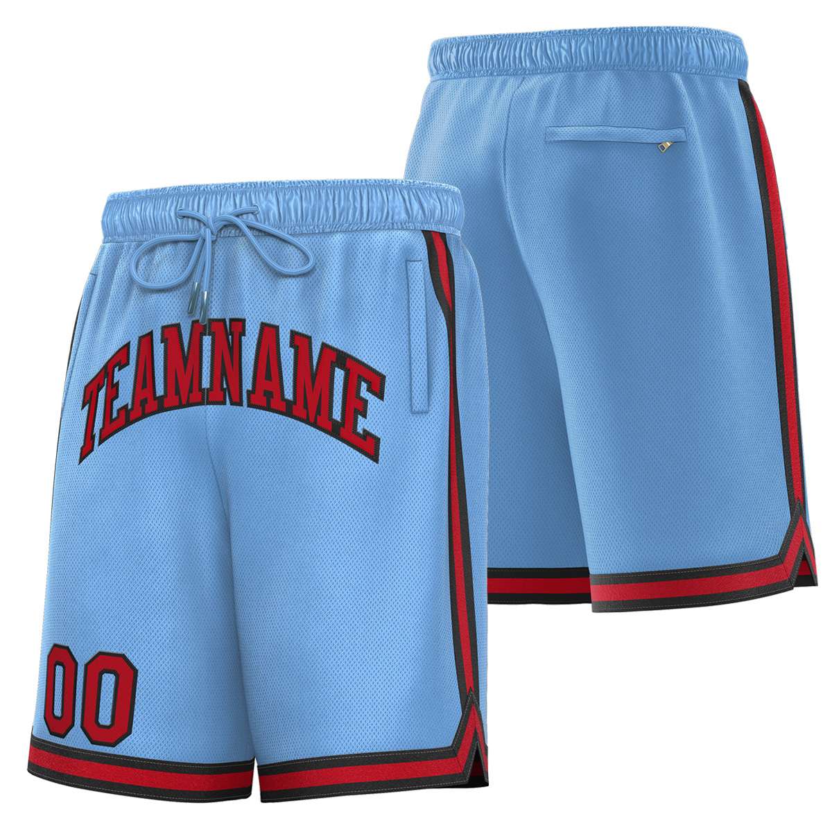 Short de basket-ball sport personnalisé bleu poudre marron-noir