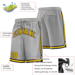 Custom Gray Gold-Black Sport Basketball Shorts