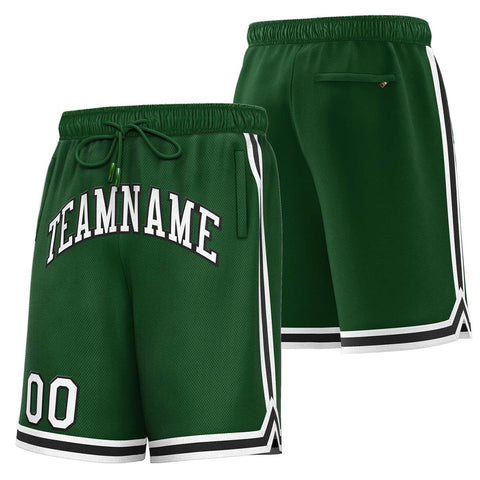 Custom Green White-Black Sport Basketball Shorts