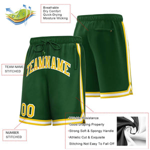 Custom Green Yellow-White Sport Basketball Shorts