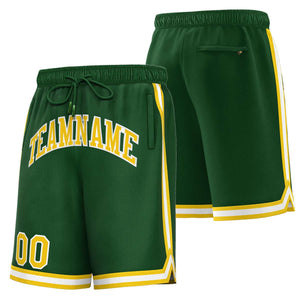 Custom Green Yellow-White Sport Basketball Shorts