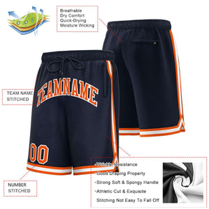 Short de basket-ball sport personnalisé bleu marine orange-blanc