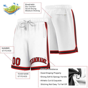 Short de basket-ball sport personnalisé blanc rouge-noir