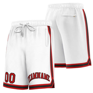 Short de basket-ball sport personnalisé blanc rouge-noir