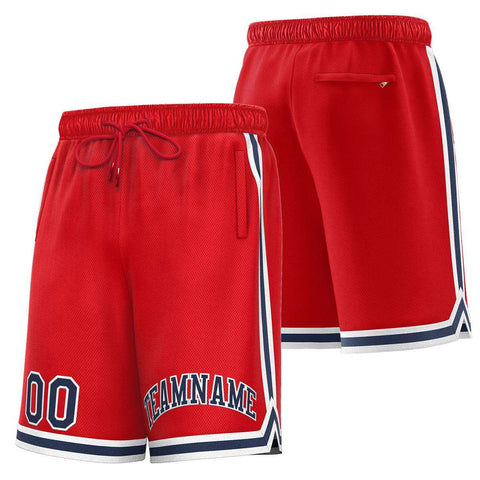 Custom Red Navy-White Sport Basketball Shorts