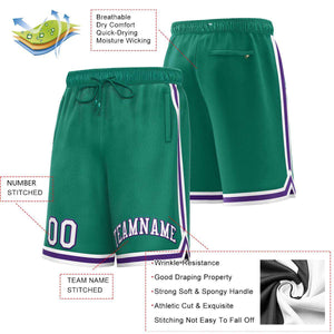 Short de basket-ball sport personnalisé vert blanc-violet