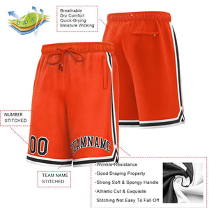 Short de basket-ball sport personnalisé orange noir-blanc