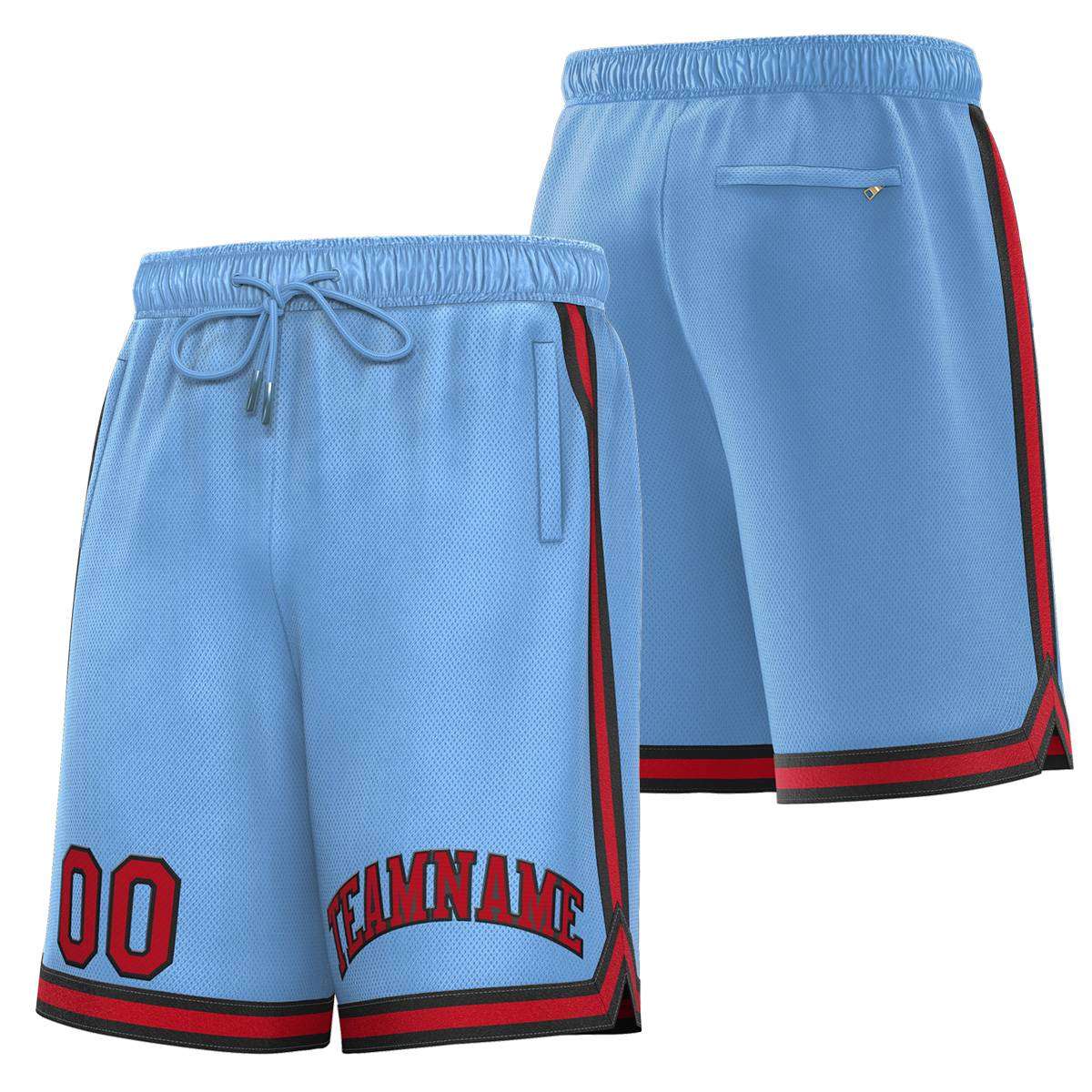 Short de basket-ball sport personnalisé bleu poudre marron-noir