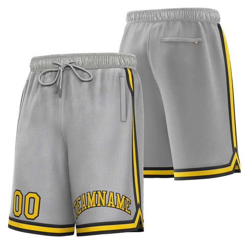 Custom Gray Gold-Black Sport Basketball Shorts