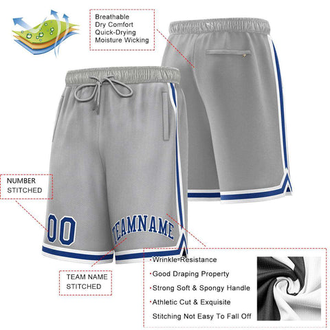 Custom Gray Royal-White Sport Basketball Shorts