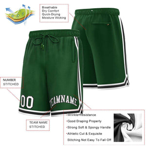 Short de basket-ball sport personnalisé vert blanc-noir