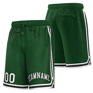 Short de basket-ball sport personnalisé vert blanc-noir