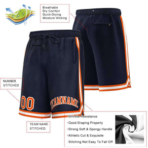 Custom Navy Orange-White Sport Basketball Shorts