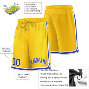 Short de basket-ball sport personnalisé jaune royal-blanc