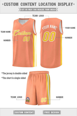 Maillot de basket-ball personnalisé pour hommes, ensemble Double face blanc Orange-jaune