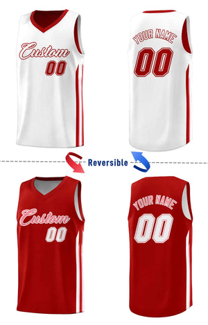 Custom Red White-Pink Double Side Sets Men Basketball Jersey